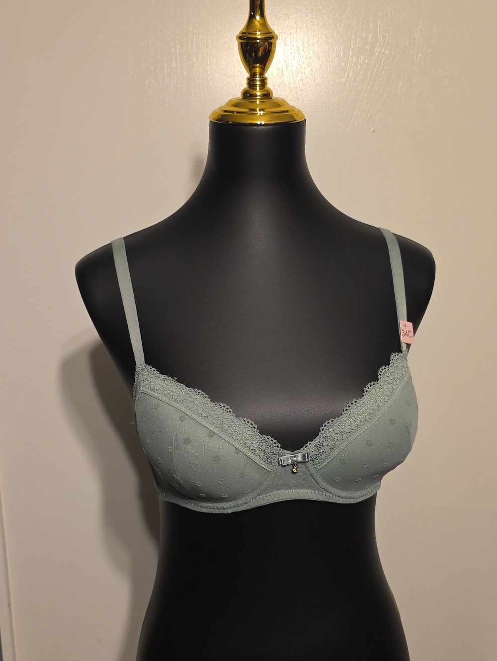 Splash Sage Green Lace Trim Underwire Bra
